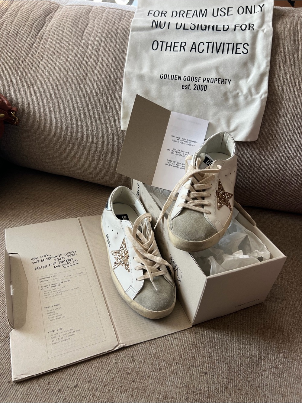 Golden Goose White Low-Top Sneakers with Glitter Star - Picture 5 of 6